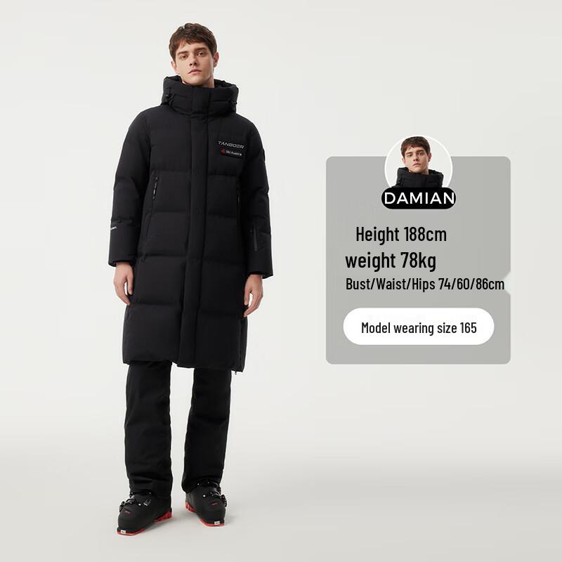 Tamboer Unisex Mid-Length Hooded Goose Down Jacket 550869D