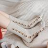 Korean Sweet Floral Wool Mid-Calf Socks Cable Knit Slouchy Socks Thermal Winter Warm Crew Socks Vintage Patterned Boot