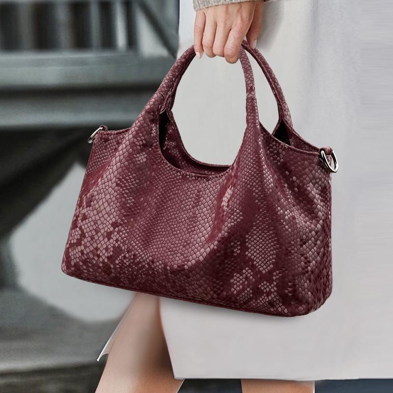 2025 Snake Print Women's High-Capacity Shoulder and Crossbody Tote Bag