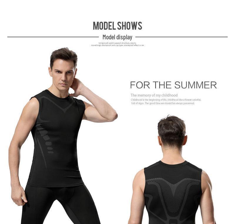 Men's Quick-Dry Fitness Sleeveless Set: Tight-Fit Wide-Shoulder Running & Basketball Training Vest & Shorts.