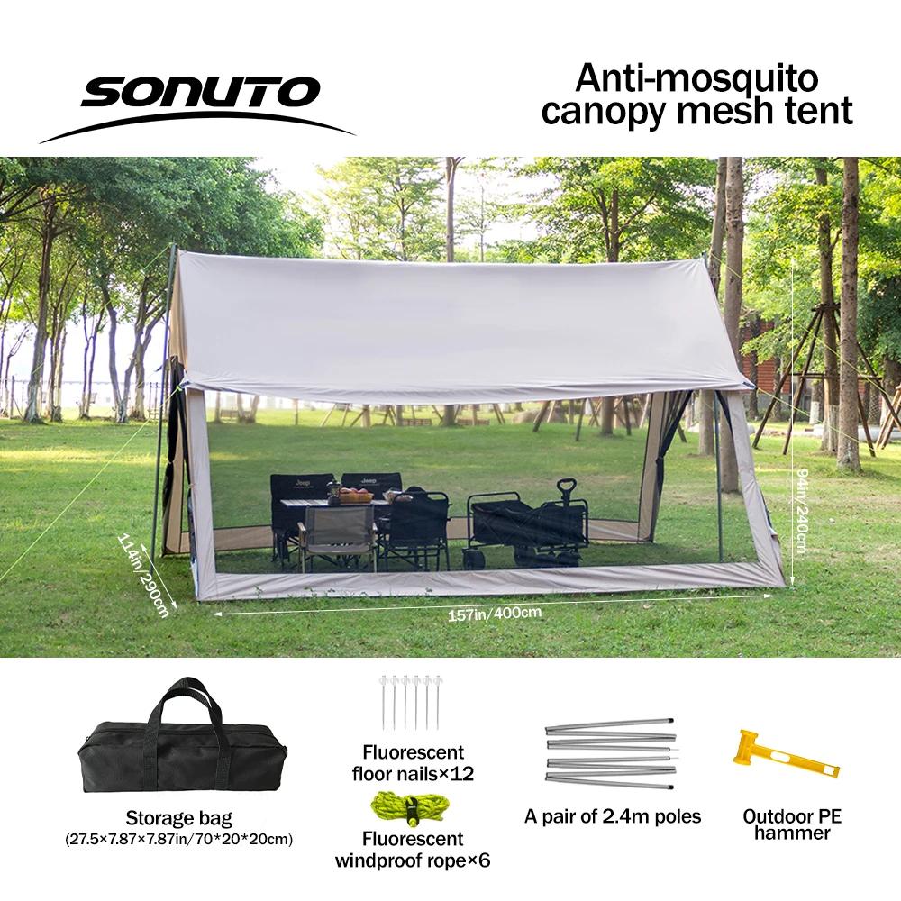 210D Outdoor 6-10p Familiencamping Anti-Moskito großes Vordach Tragbares Faltzelt Sonnenschutz wasserdichte Strandpark-Pergola
