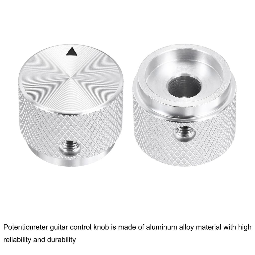 uxcell Aluminum Potentiometer Inner Diameter x Outer Diameter x Universal Volume Control Knobs for Guitar and with Arrow Silver 2-Pack Knobs, 1/4"