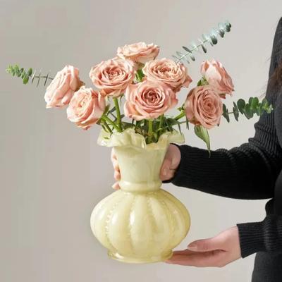 Glass Vase Colorful Pleats Vintage Open Flower Vase Terrarium Floral Arrangement Accessories Home Decoration Accessories