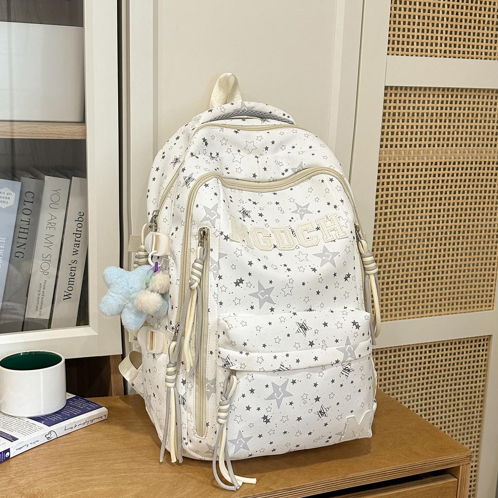 Schoolbag Korean version ins simple casual girl cute star high value printed schoolbag women's campus versatile backpack