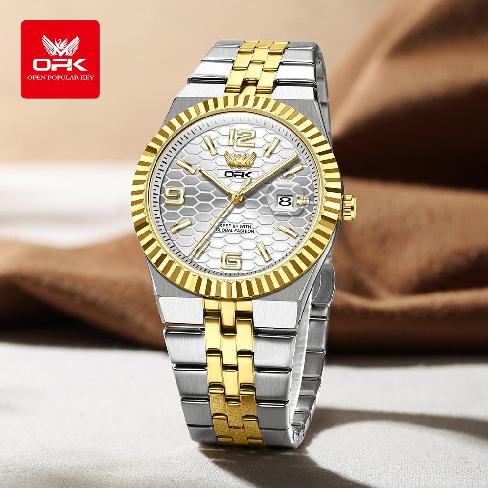 OPK Brand Watch Simple Atmosphere Quartz Watch Single Calendar Luminous Waterproof Men's Watch Men's Watch