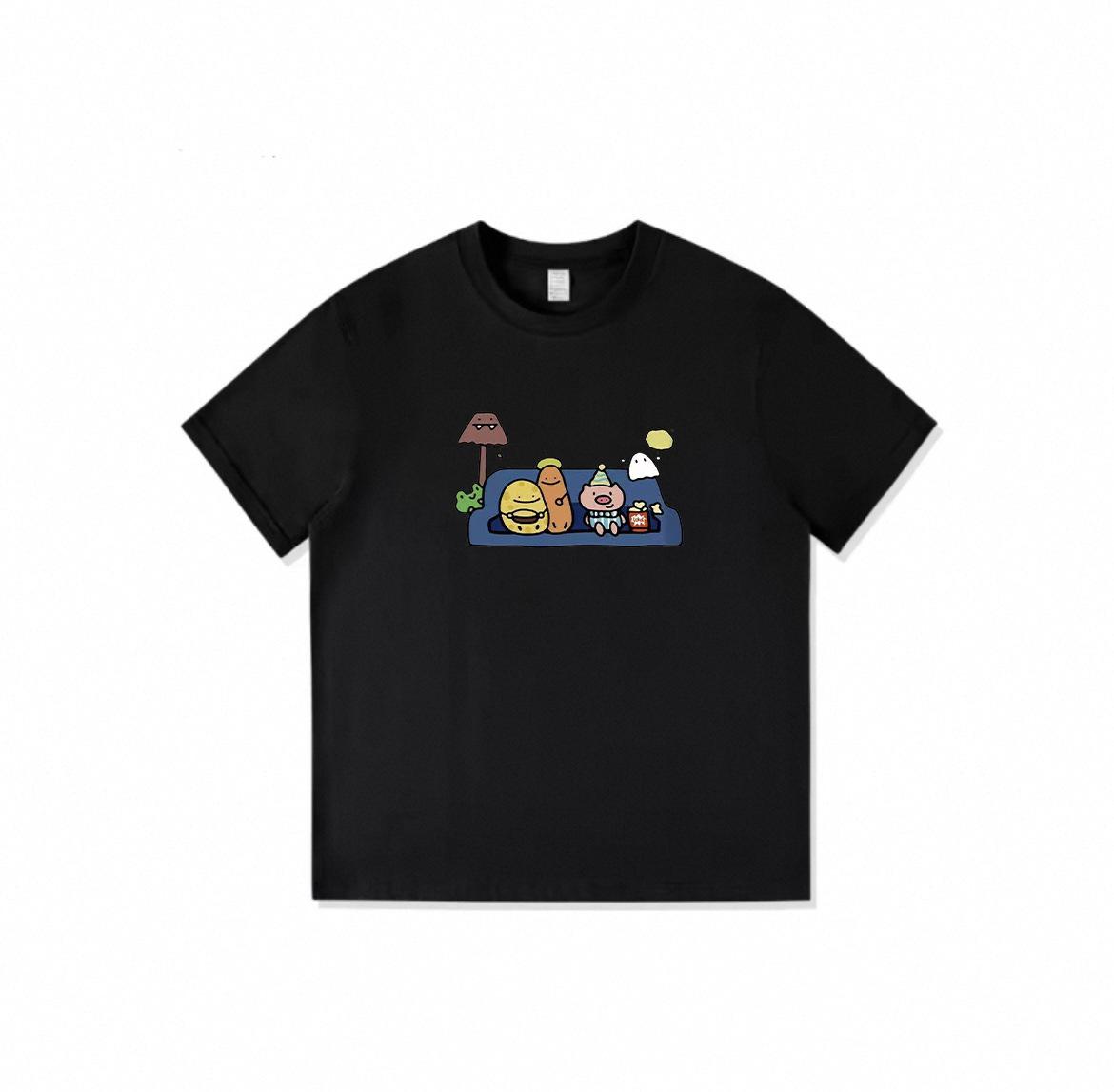 

Женская серая футболка из чистого хлопка в американском уличном стиле: Летний свободный крой, дизайн с рукавами до локтя XXL чёрный