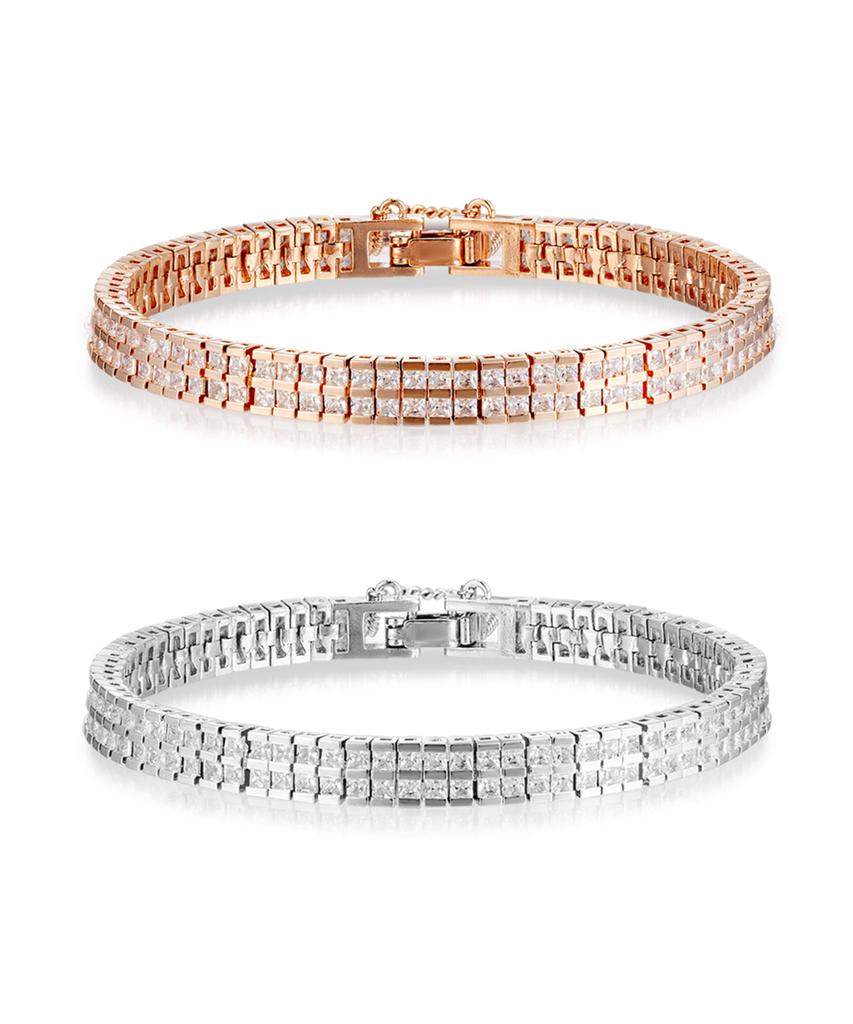 Ellejewelry Double Cubic Tennis Bracelet Elbrbb093