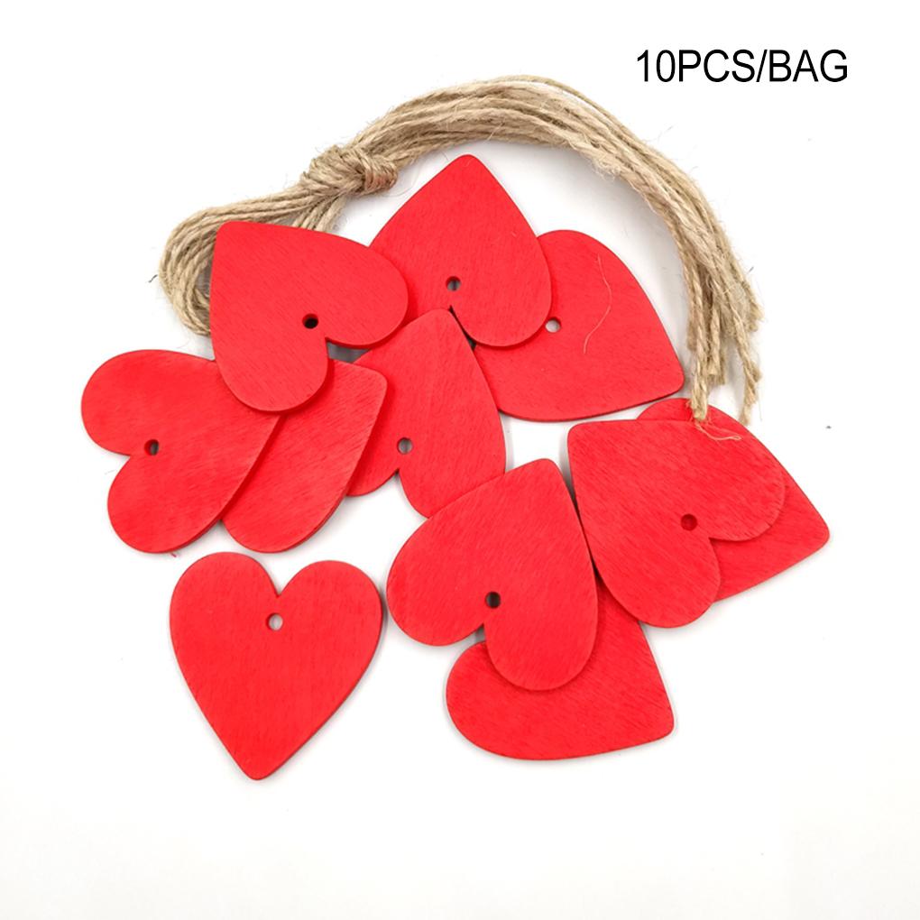 1 Set Wood Slices Including Rope Love Heart Shaped Hand-made Wooden Chips Lovely House Adorn for Party Scrapbooking Photo Album
