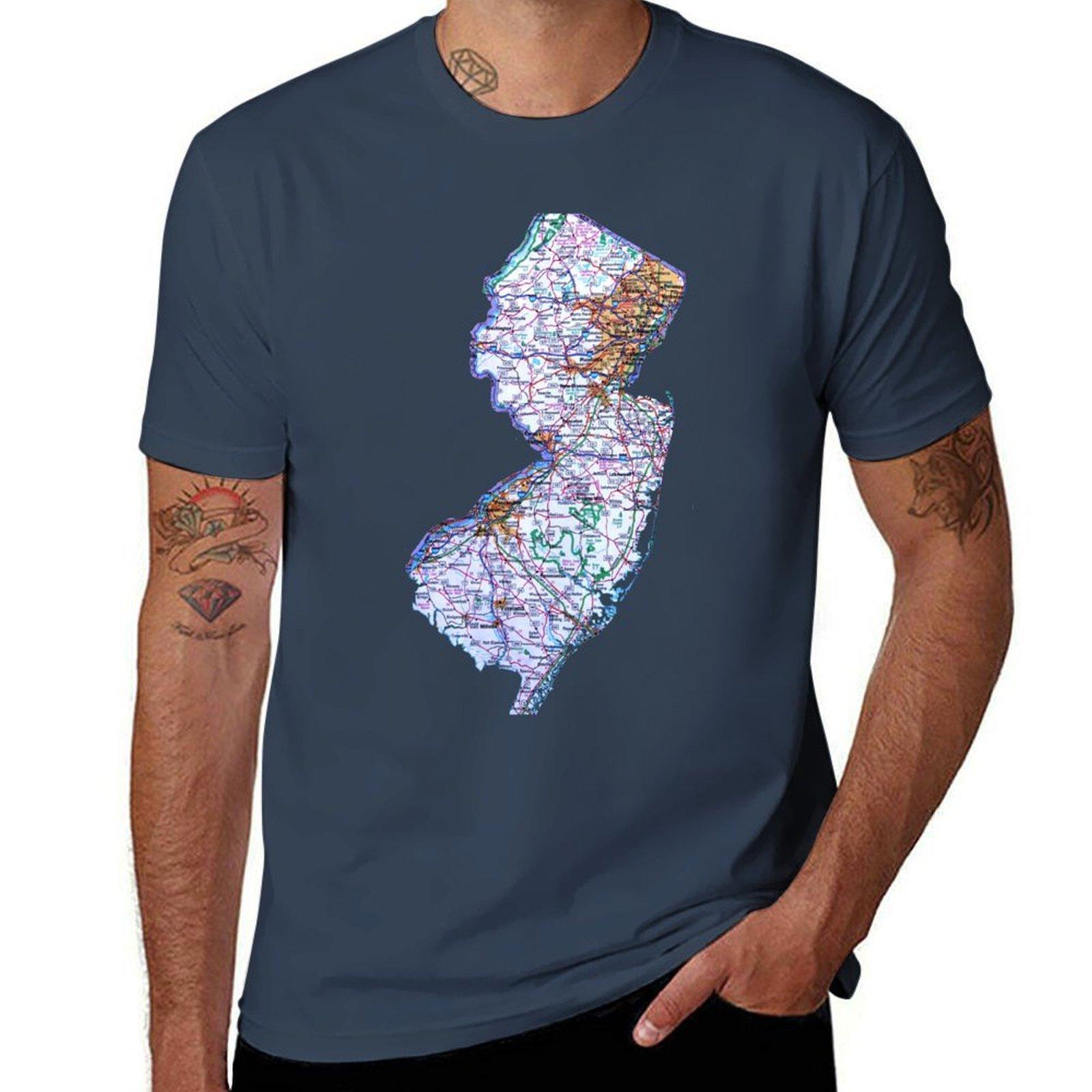 New Jersey Roadmap Tshirt Gym Wear Breathable Short Sleeve Tee S