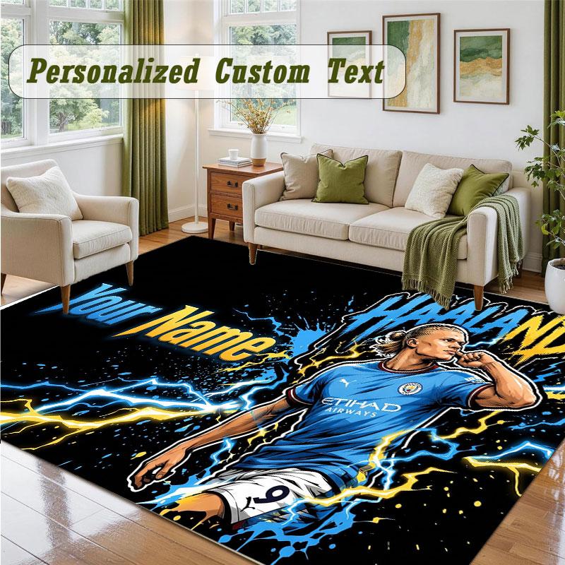 Crystal Velvet Square Rug Custom NameErling Haaland Pattern Non Slip Home Floor Decor Rug