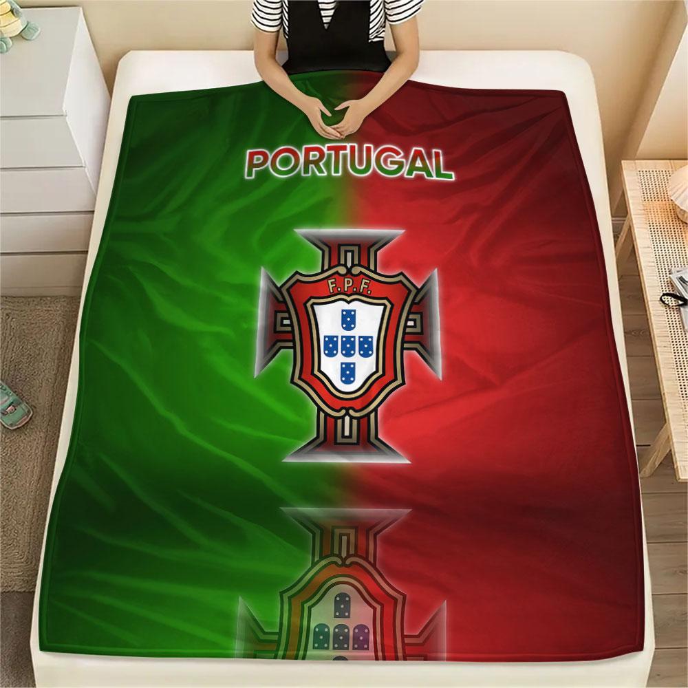 1PC Portugal National Football Team Patterned Flannel Blanket Suitable For All Seasons for Home Decor Warmth and Comfort Gifts Holiday Present