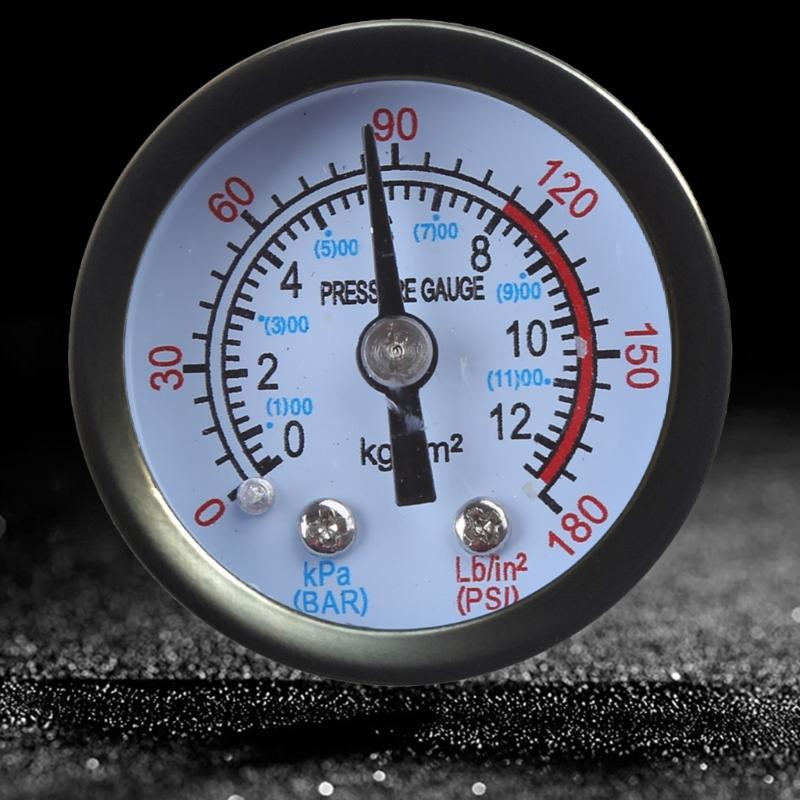 0~180PSI 0-12Bar Utility Air Pressure Gauge Fittings Connection for Air Compressor Water Oil Gas Diameter 4.2cm