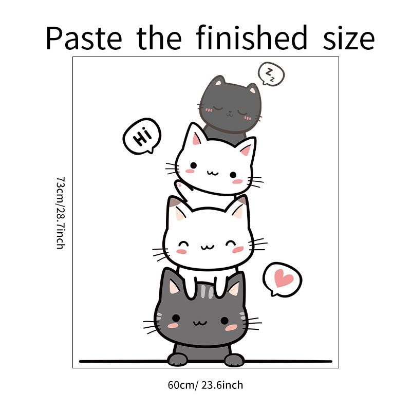 Sartoon Niedliche Katzenaufkleber zum Dekorieren von Schlafzimmer-Kleiderschranktüren Wasserdichte Selbstklebende Abziehbilder