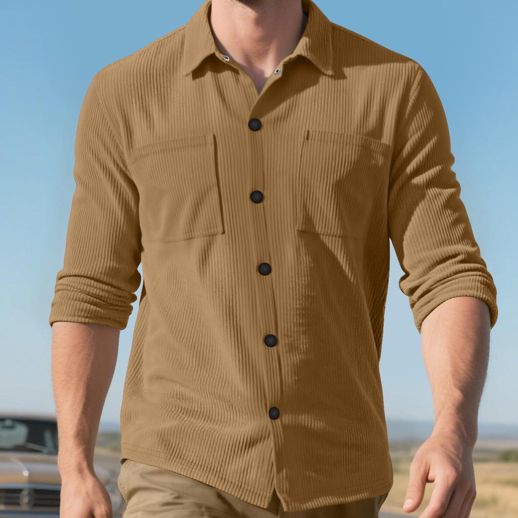 Autumn Corduroy Button-down Work Shirt Casual Loose Men's Cardigan Jacket