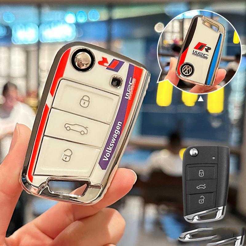 

For VOLKSWAGEN Car Flip Key Case Cover Shell For VW Volkswagen Golf 7 MK7 Tiguan MK2 For Seat Ateca Leon FR 2 Ibiza Remote Keych