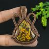 Natural Bamboo Jasper Gemstone Handmade Copper Wire Wrap Pendant 2.5 E7B79