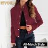Women's Vintage Casual Solid Color Print Summer Spring Long Sleeve POLO Neck Jackets & Coats