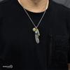 Stainless Steel Triple Feather Necklace for Extra Large Gold Sun Metal Pendant Rope [Silver KYASYA] Men, Silver, Feather, Claws, Turquoise, (Gold