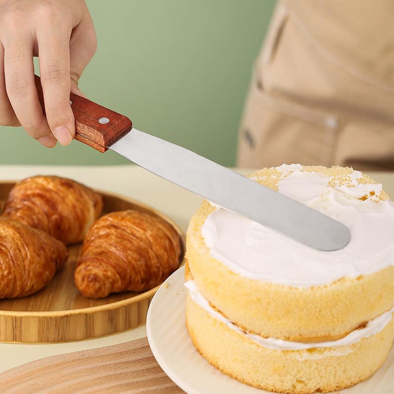Baking Tools 6-inch Wooden Handle Spatula Baking Smoothing Knife Stainless Steel Baking Knife Cake Tools Spatula