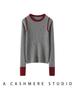Women's Loose Color Block Cashmere Sweater - Autumn Winter 2026