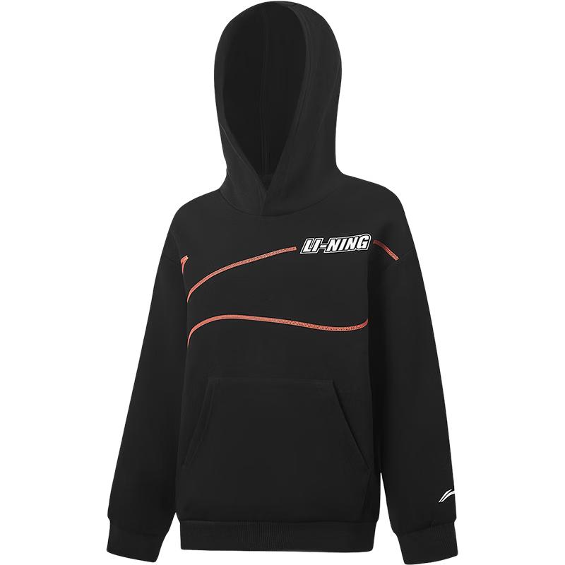 LI-NING Boys  Pullover Hooded Sweatshirt with Logo Print 170
