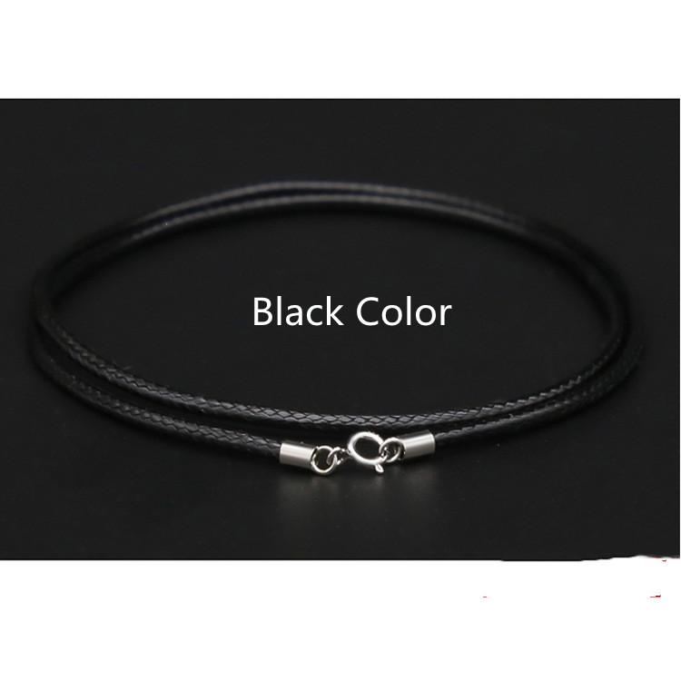 

Buyee 925 Sterling Silver Buckle Rope Chain Necklace Brown Black Leather Rope Chain fit for Woman Pendant Jewelry accessories 55cm