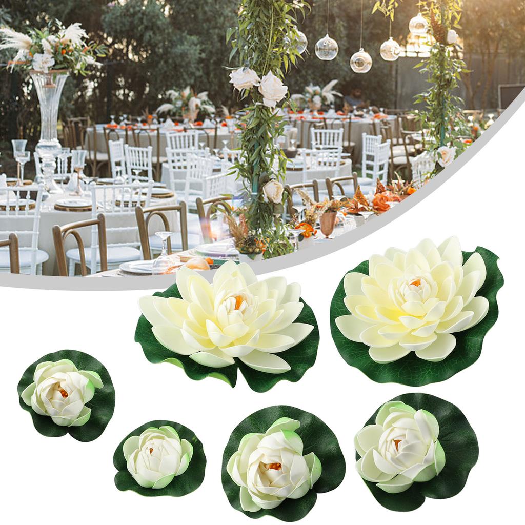 Fake Plant Artificial Plant Indoor Lotus Outdoor About 10cm About 18cm Artificial Leaf Pond Plastic White Outdoor