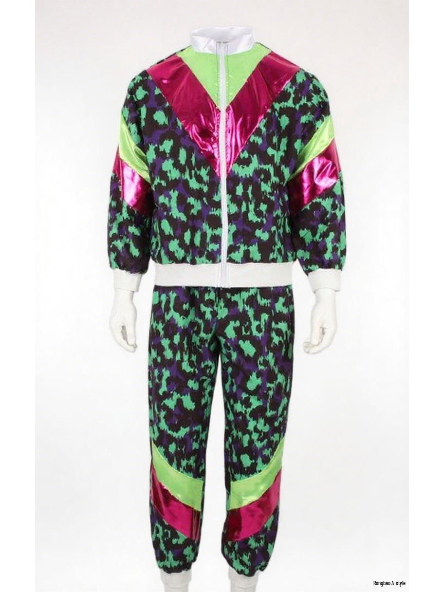 Диско-костюм 80-х: Куртка и брюки в винтажном стиле для карнавальной вечеринки Small