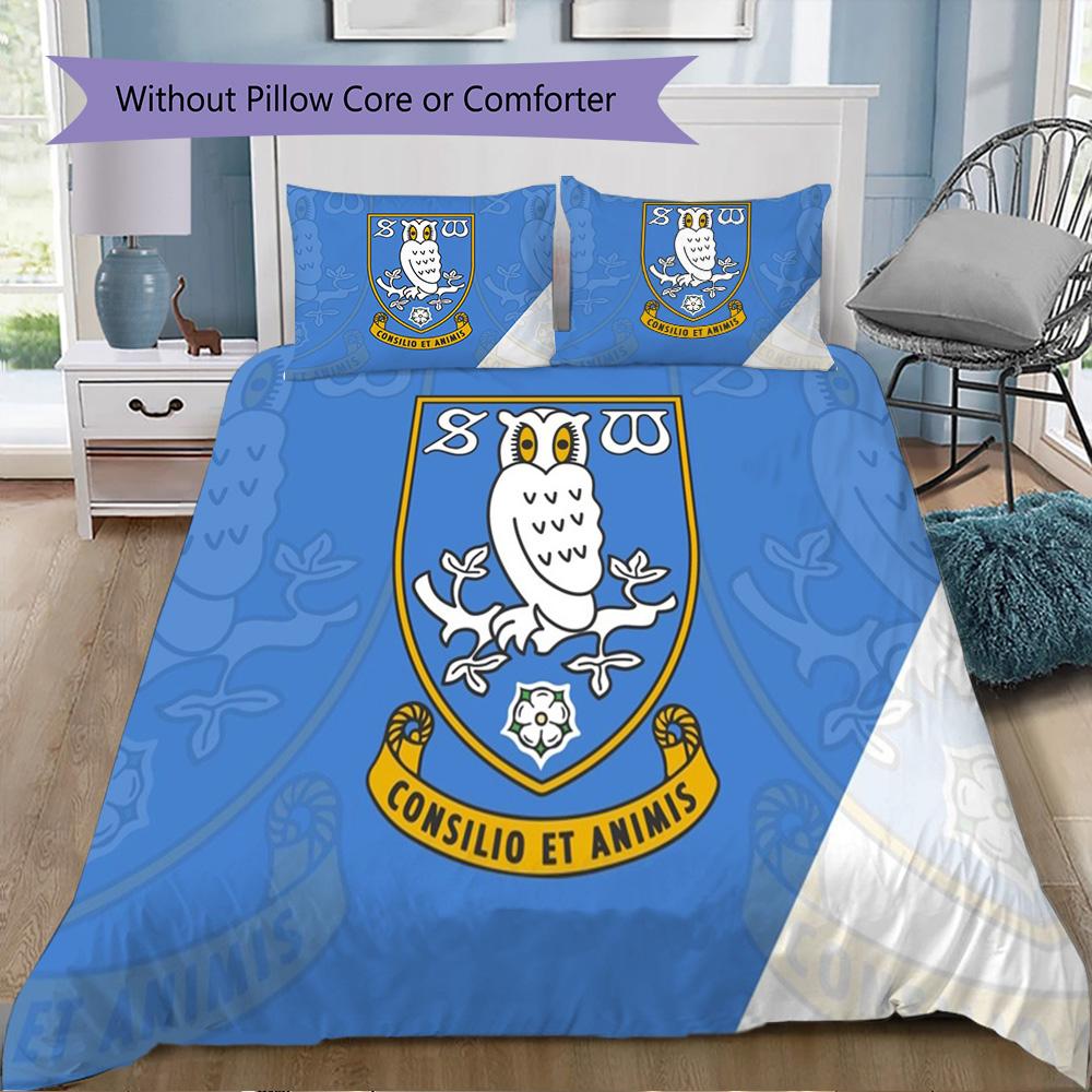 Sheffield Wednesday FC Owl Pattern Bedding,Quilt Set Quilt Cover Pillowcase Home Birthday Gift (1*duvet Cover+2*pillowcase,without core)XSJT0917523