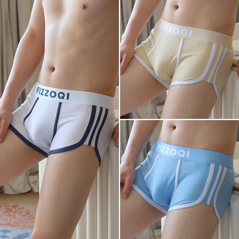 Herrenunterwäsche Herren Gestreifte Baumwolle Flache Ecke Hosen Atmungsaktive Square Corner Shorts