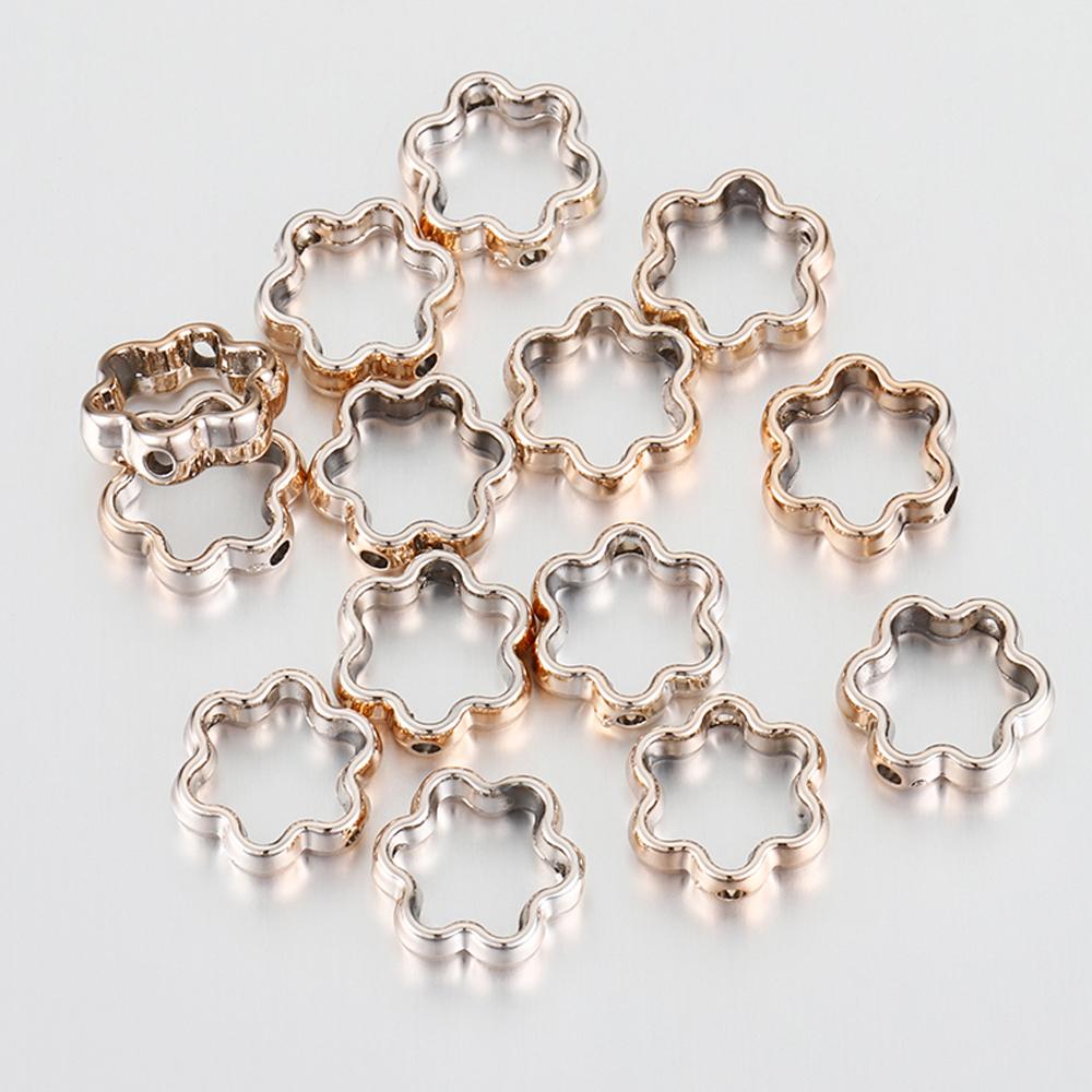 50 Stück Zweiloch CCB Blume Rahmen Abstandshalter Perlen DIY Halskette Armband Ohrringe Verbinder Anhänger Schmuckzubehör