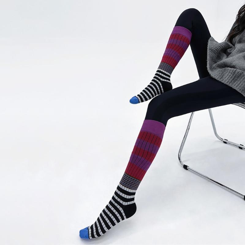 Striped Knee Highs Socks Striped Calf Socks for Halloween Party Warm