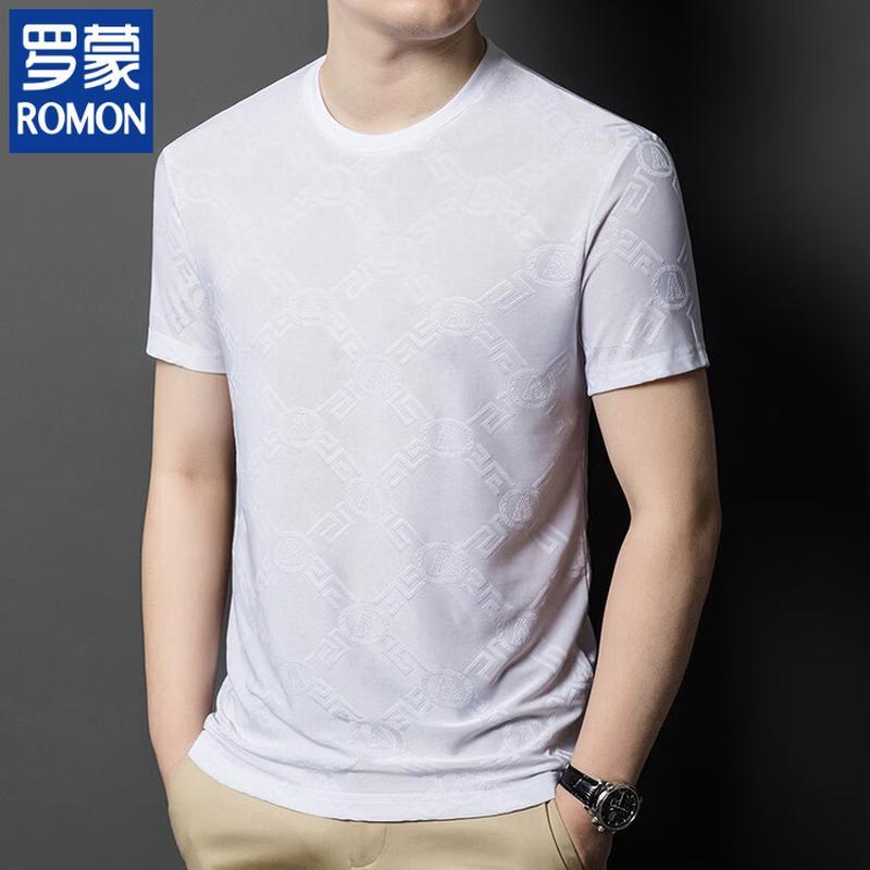 

ROMON Men s 2026 Summer Ice Silk Jacquard T-shirt XL