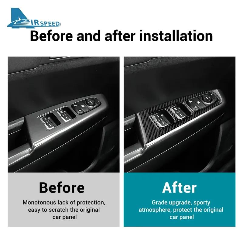 For Kia Sportage 2017 2018    Real Soft Carbon Fiber Sticker LHD Car Front Rear Door Window Llift Panel Trim