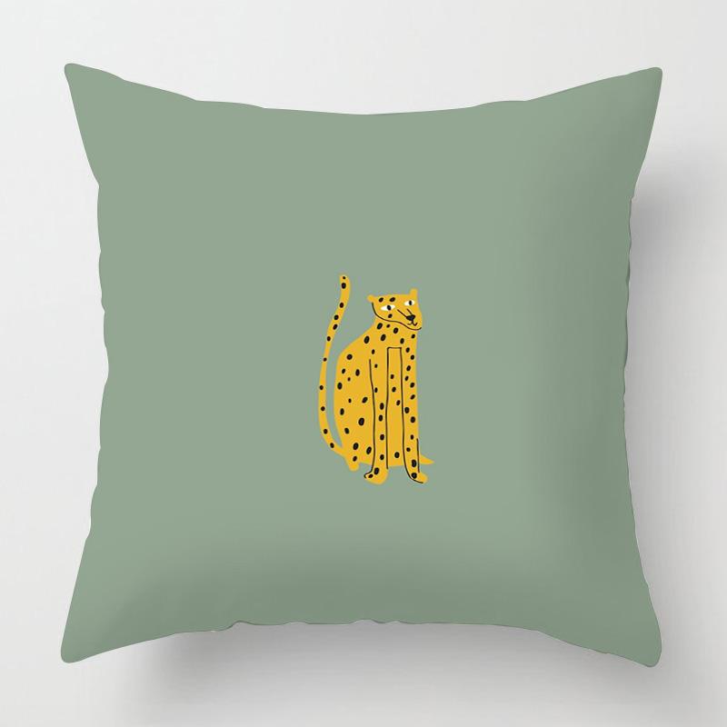 Geometric Animal Print Pillow Cover - Printed Machine Washable Cushion Case For Modern Home & Sofa Decor