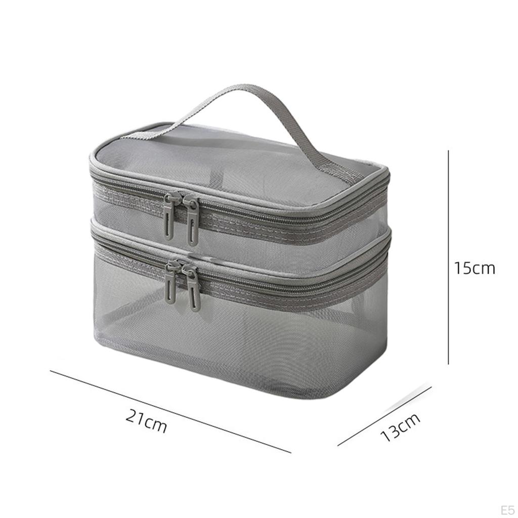 Double Layer Toiletry Bag Bathroom Cosmetic Organizer Large Capacity Carrying Case Portable for