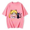 Hot New 2026 Hot Sailor Moon Happy New Year T-shirt Unisex Harajuku Hip Hop Punk T-shirt Y2K Gothic Cotton Oversized T-shirts
