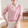 2026 Early Autumn Thick Knit Long-Sleeve Lapel Sweater for Middle-Aged & Elderly Women