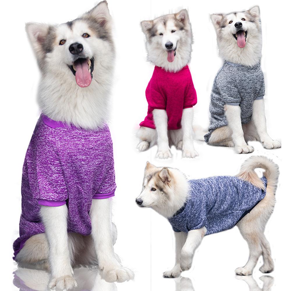 Plus Size 3XL-9XL Big Dog Clothes Autumn Winter Large Size Pet Pullover Golden Retriever Dog Knitted Solid Sweatshirt For Pets