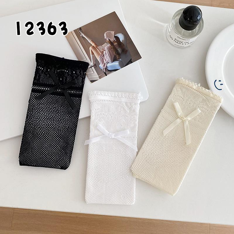 Spring and Summer Thin Black Pure Desire Style Calf Socks, Bow Lolita Long Tube Trendy Pile Up To Knee