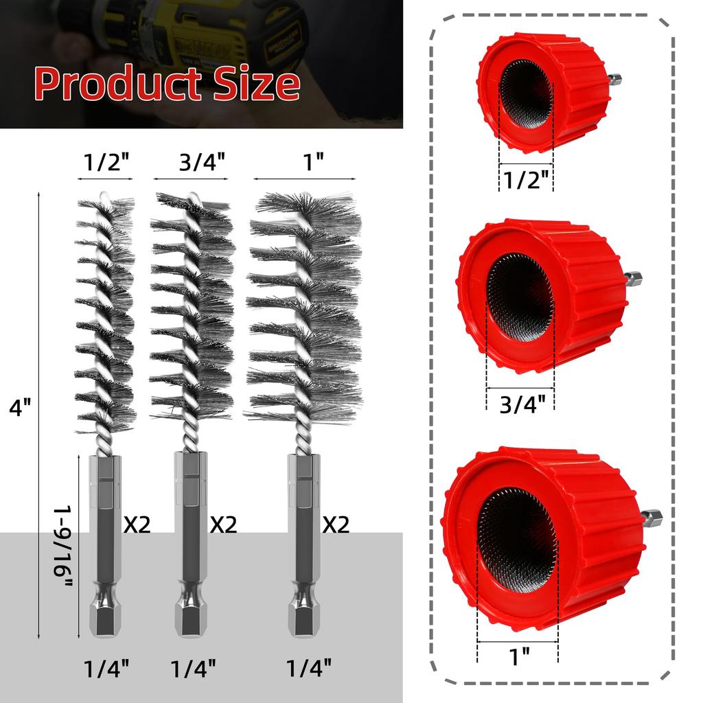 9 Pieces Of Metal External Pipe Grinder Pipe Cleaning Brush Polishing/Rust Removal Tool Home Stainless Steel Cleaning Brush