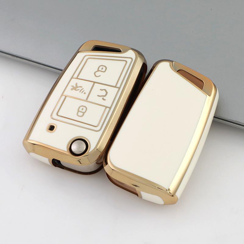 

Чехол для ключей от машины из ТПУ с 4 кнопками для VW Volkswagen Golf VII Mk7 GTI Jetta Flip Hoder, брелок с дистанционным управлением, защитная крышка белый