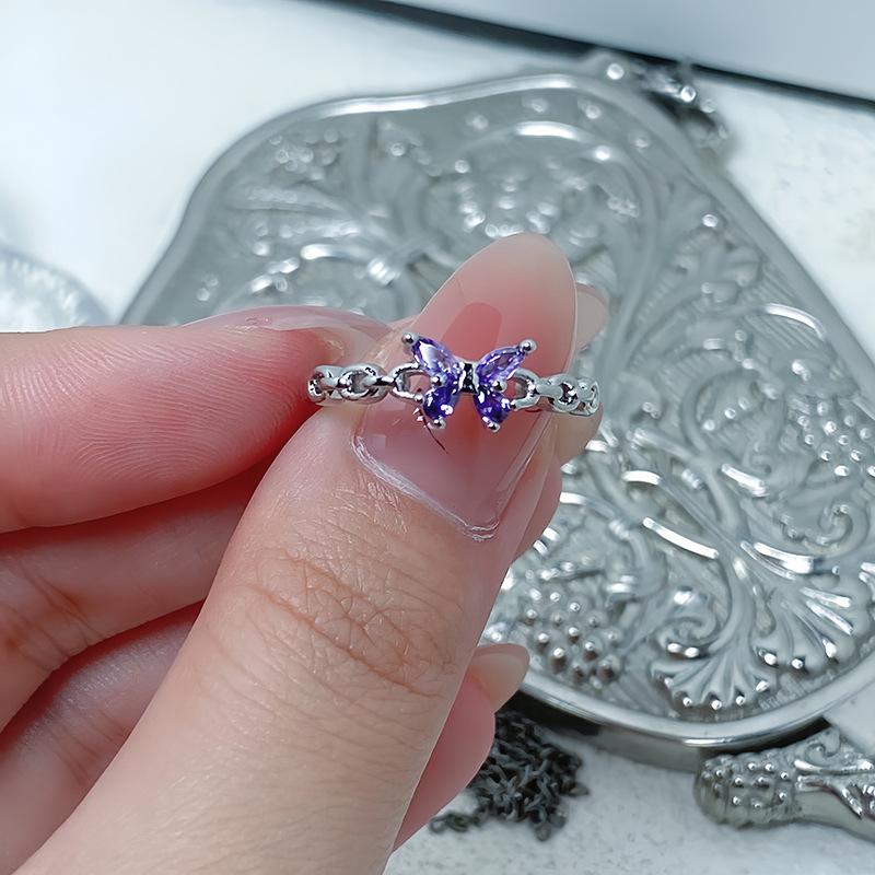 Lila farbener Schatz Zir*****Stiftring, Leichter Luxus, Hohes Gefühl, Exquisiter Super-Fee-Persönlichkeitsring