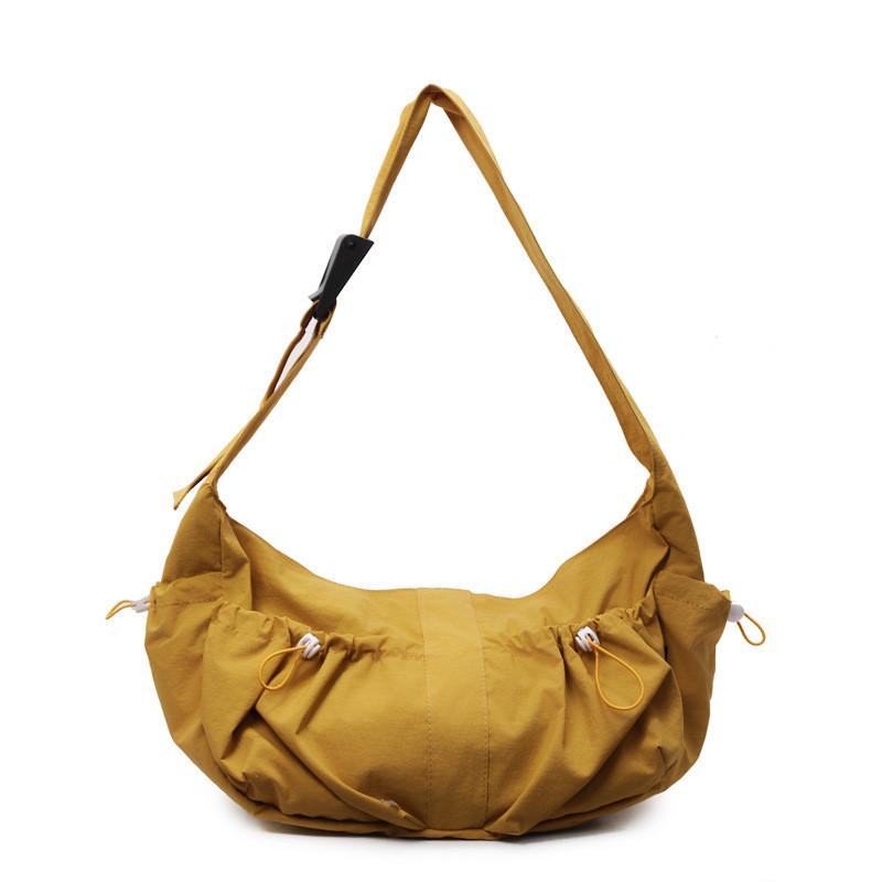 Nylon Shoulder Bag With Drawstring Closure For Casual Daily Use