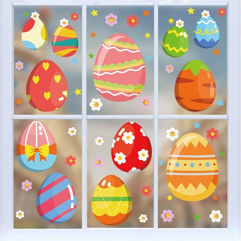 

Plastic Carrot Egg Wall Sticker Colorful Easter Window Door Stickers Home B