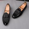 Designer New Men Black Butterfly Leather Slip On Casual Shoes Gentleman Formal Wedding Dress Homecoming Footwear Zapatos Hombre