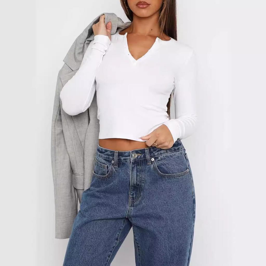 GMXIA Women's Pure Fashion Spice Girl Top Button Knit Cardigan Long Sleeve Slimming T-shirt