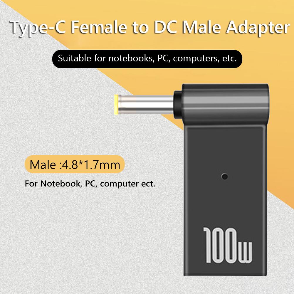 PD 100W PC Power Charger Supply Adapter Connector Female Type-C To DC Male Jack Plug Converter For Dell/HP/ASUS Laptops