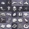 5pcs Marine Life Stainless Steel Shell Starfish Octopus Trendy Pendant Diy Birthday Gift Necklace Bracelet Pendant Material Gift