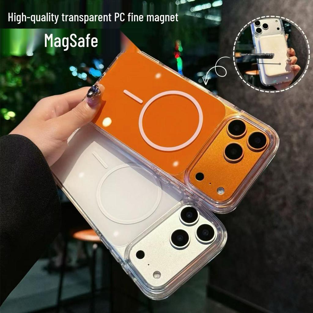 Apple 17 Pro Max Orange High Transparency Magnetic Ring Anti-Drop Protective Phone Case